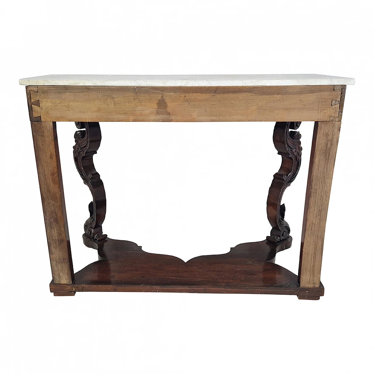 Carved Louis Philippe console in wood and marble, 19th century 8