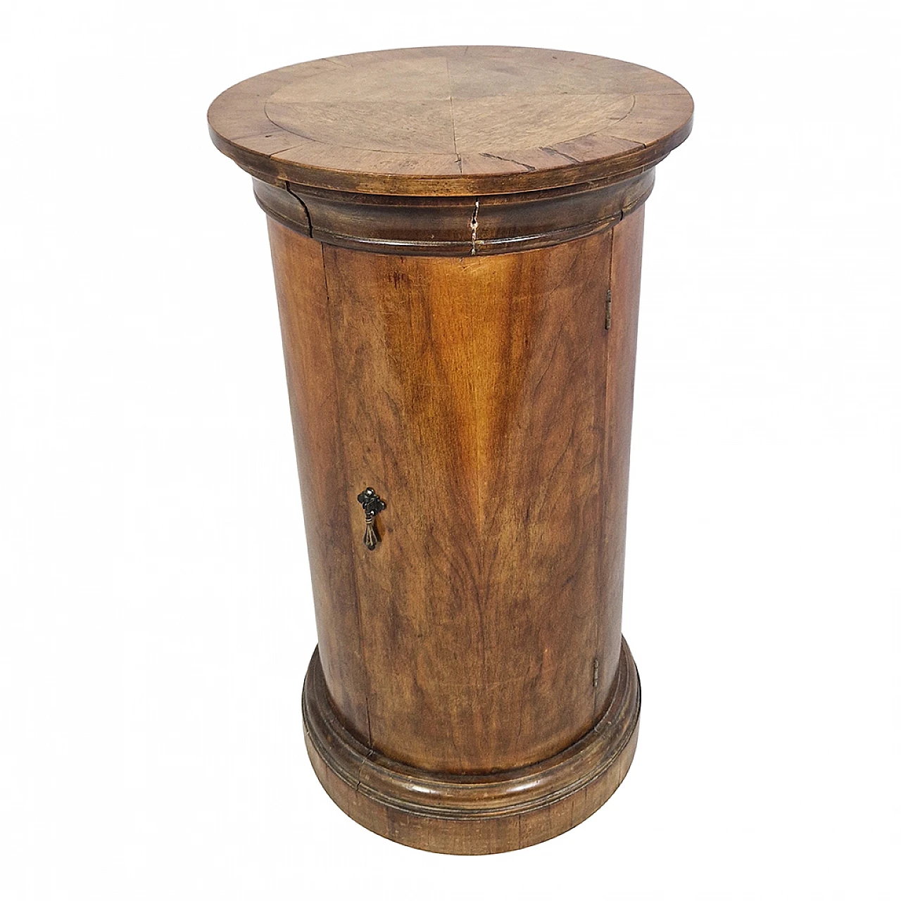 Empire wooden cylinder bedside table, 19th century 1