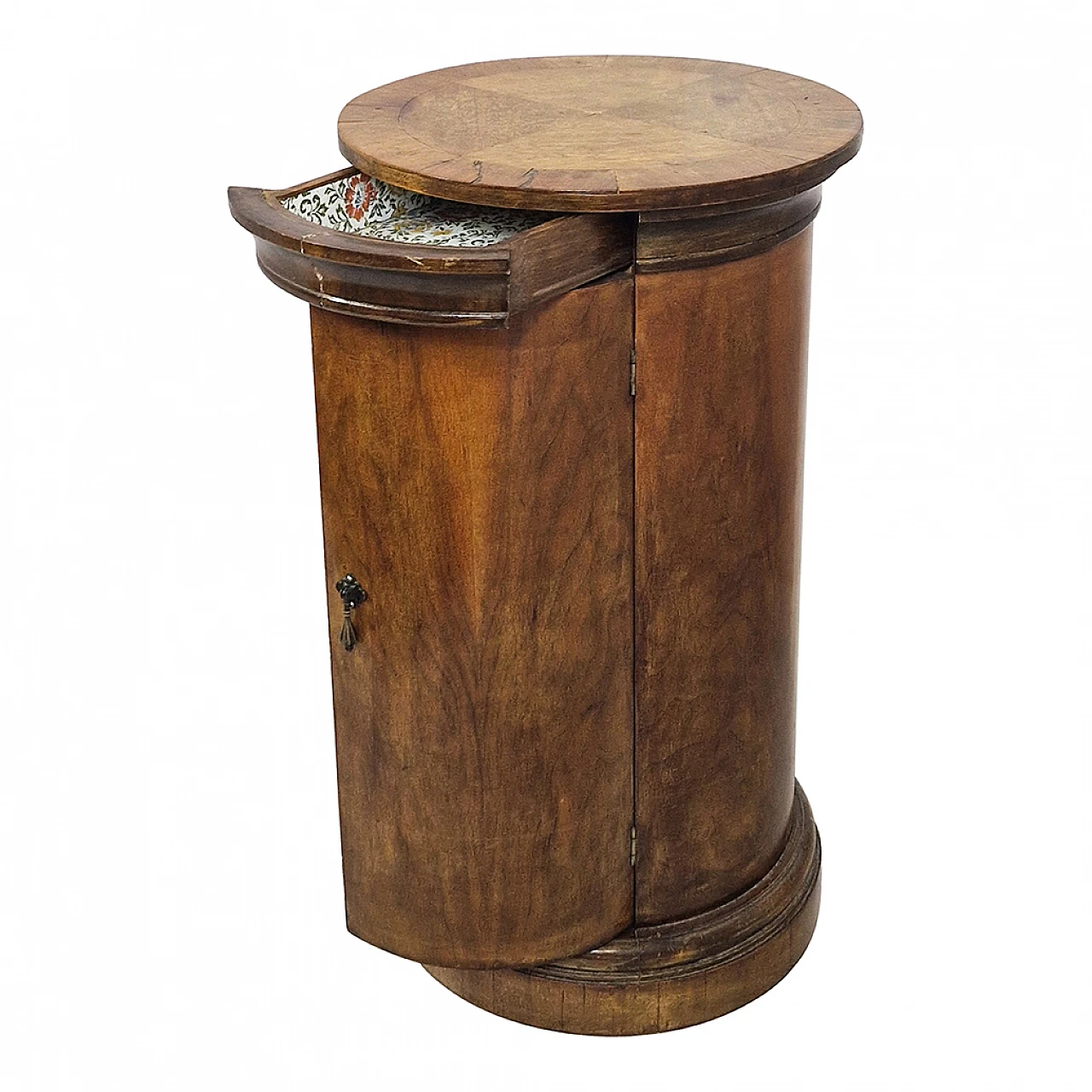 Empire wooden cylinder bedside table, 19th century 6