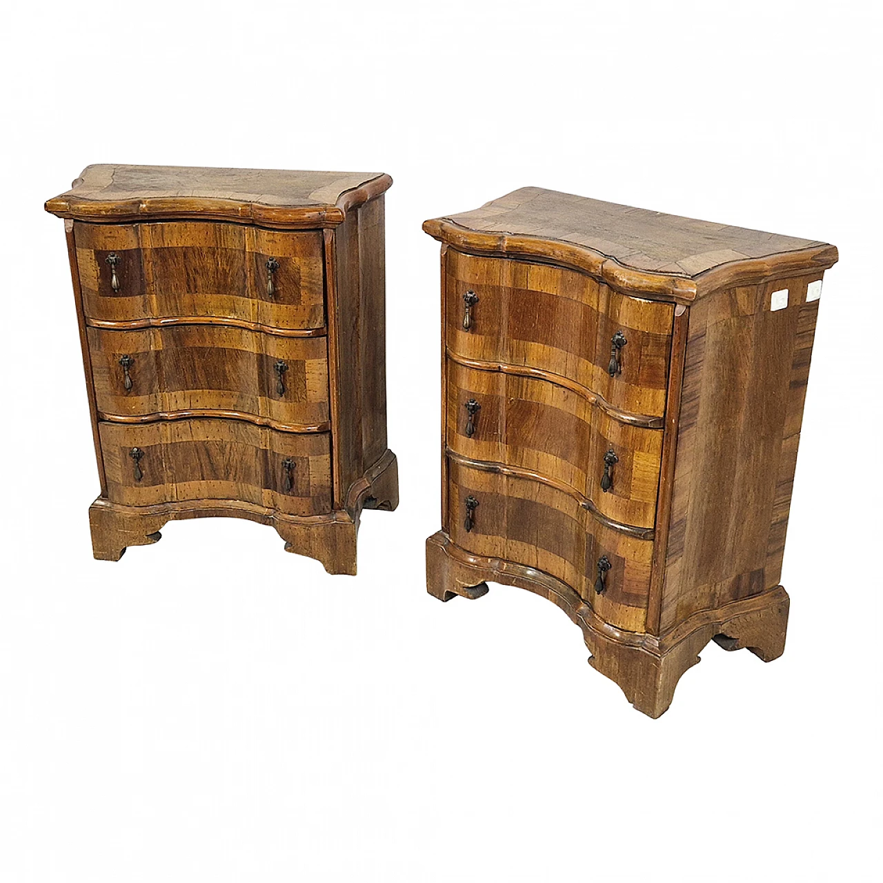 Pair baroque style bedside tables with three drawers, 19th century 4