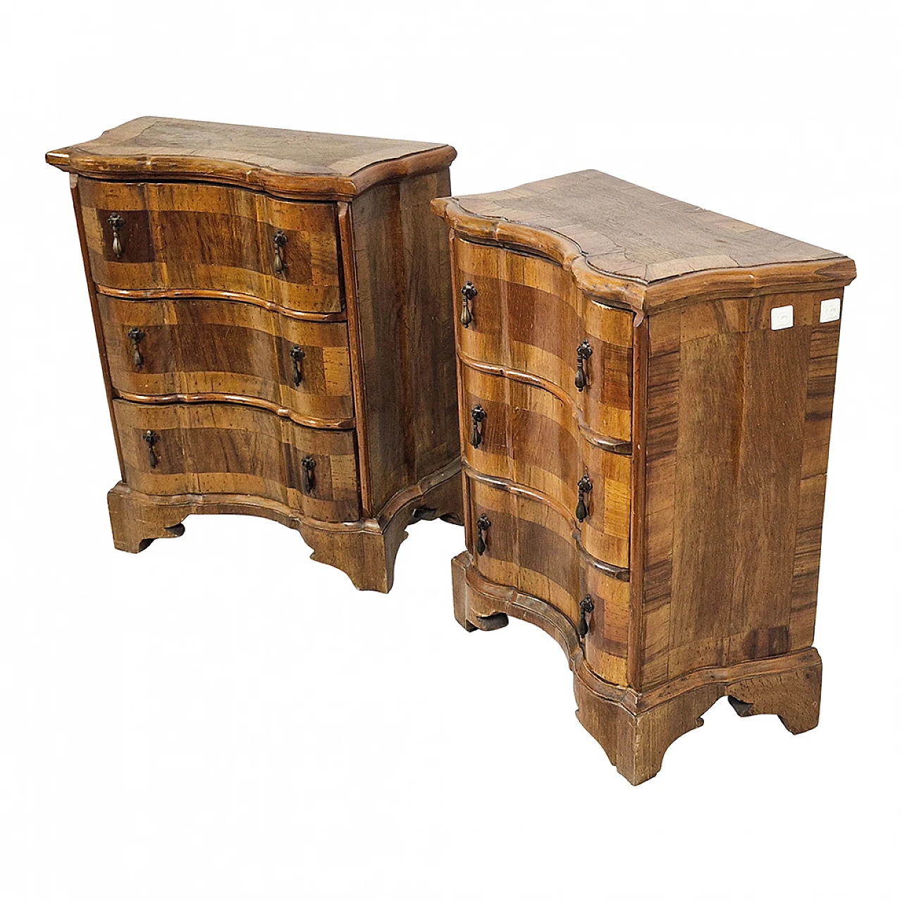 Pair baroque style bedside tables with three drawers, 19th century 5