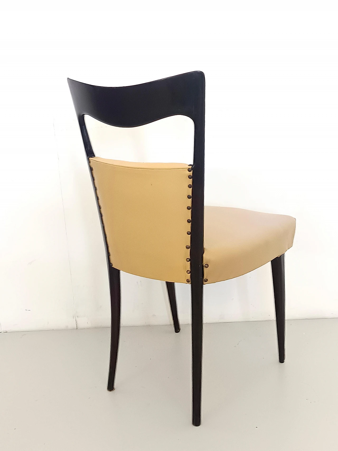 6 Beige skai dining chairs by Melchiorre Bega, 1950s 9