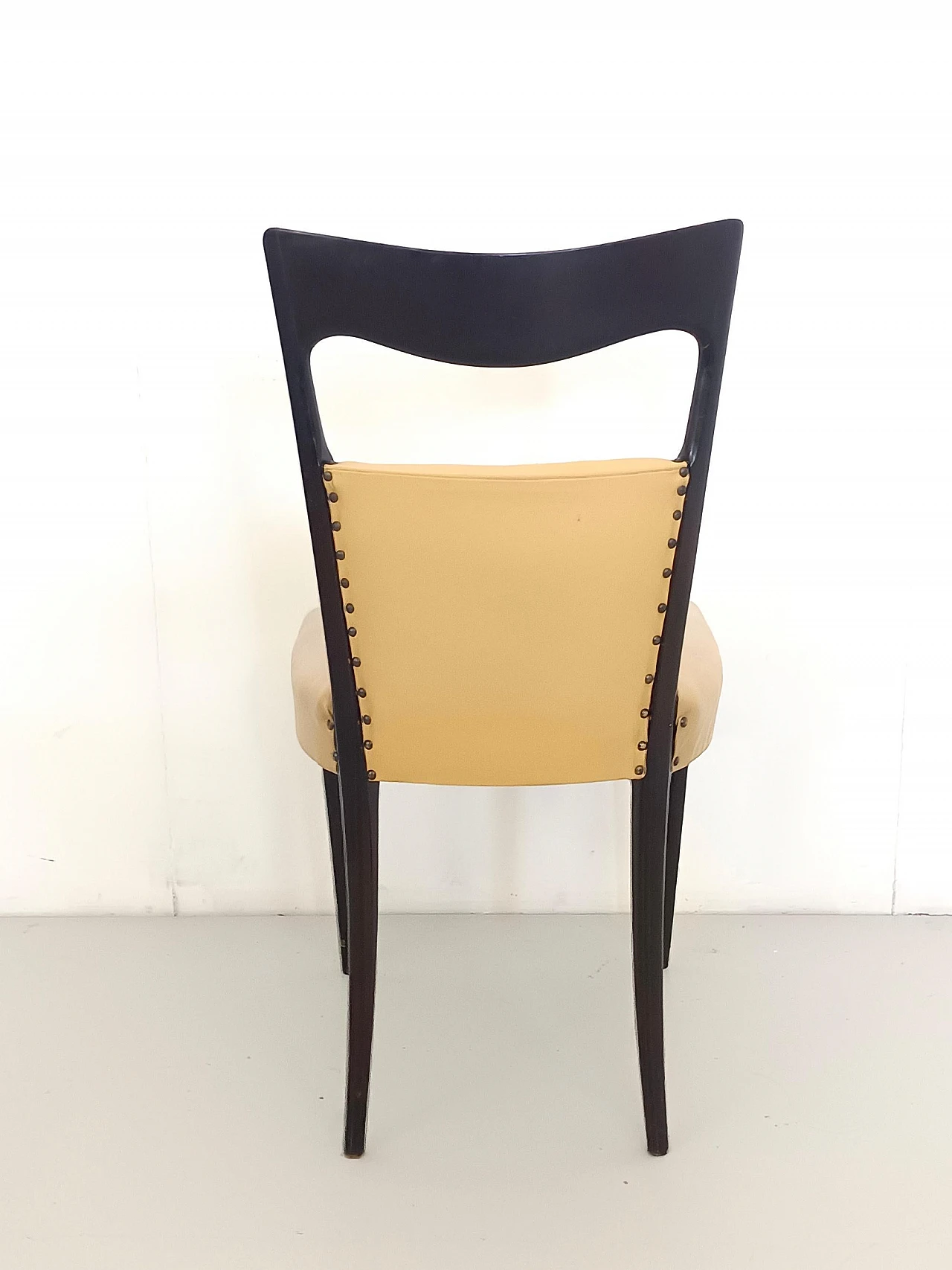 6 Beige skai dining chairs by Melchiorre Bega, 1950s 10