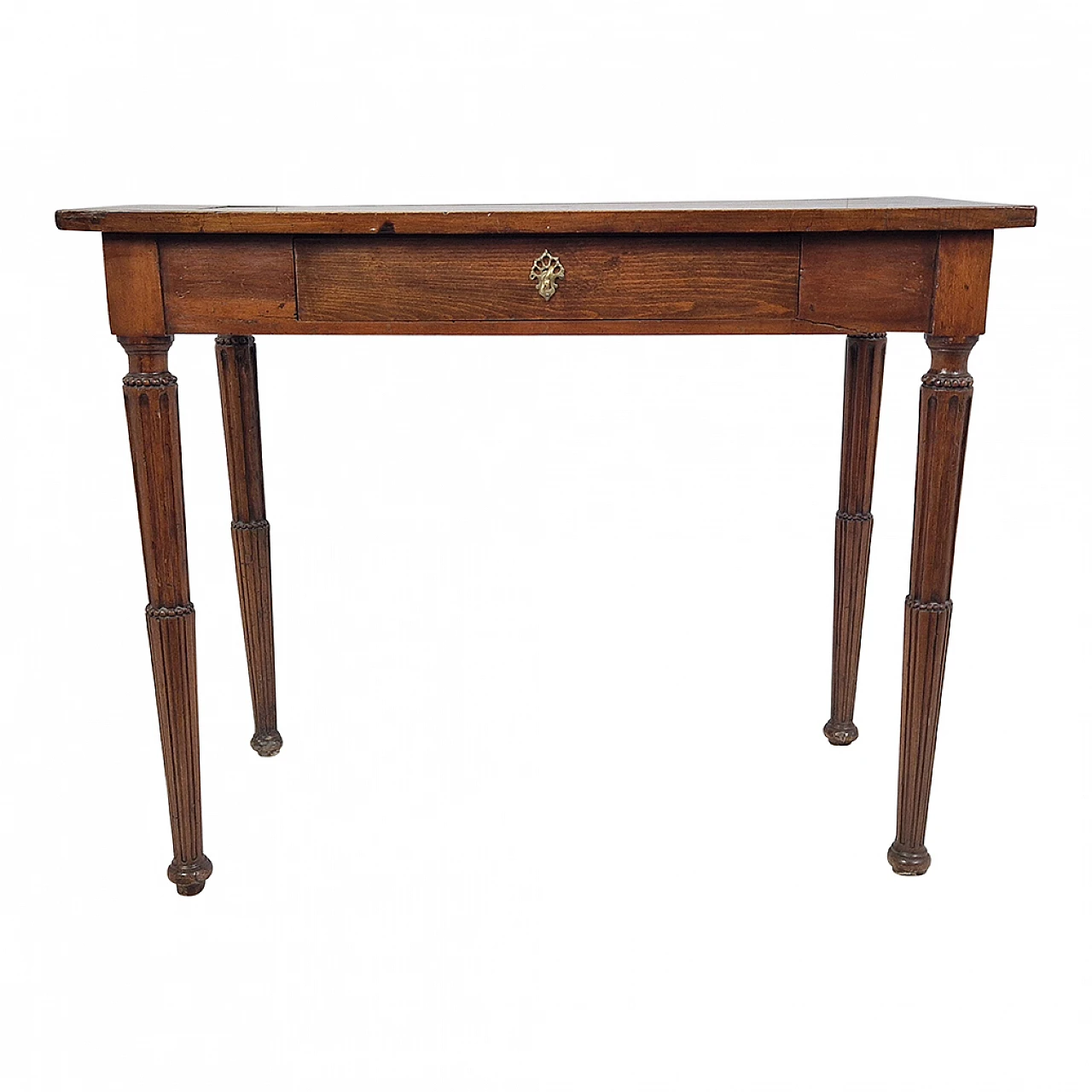 Wooden game table with pyramidal fluted legs, 19th century 1