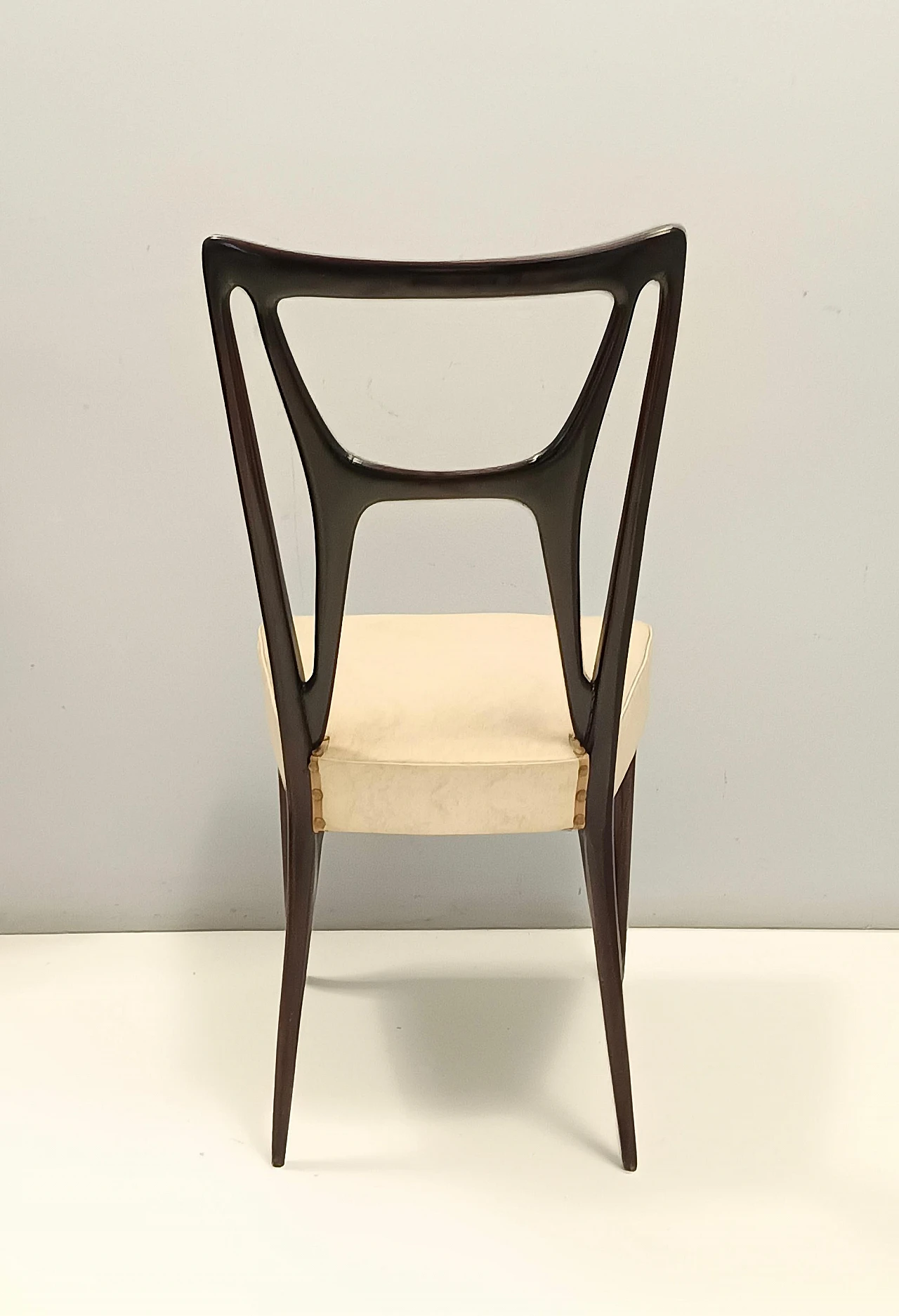 6 Beech dining chairs with Ivory Skai upholstery, 1950s 10