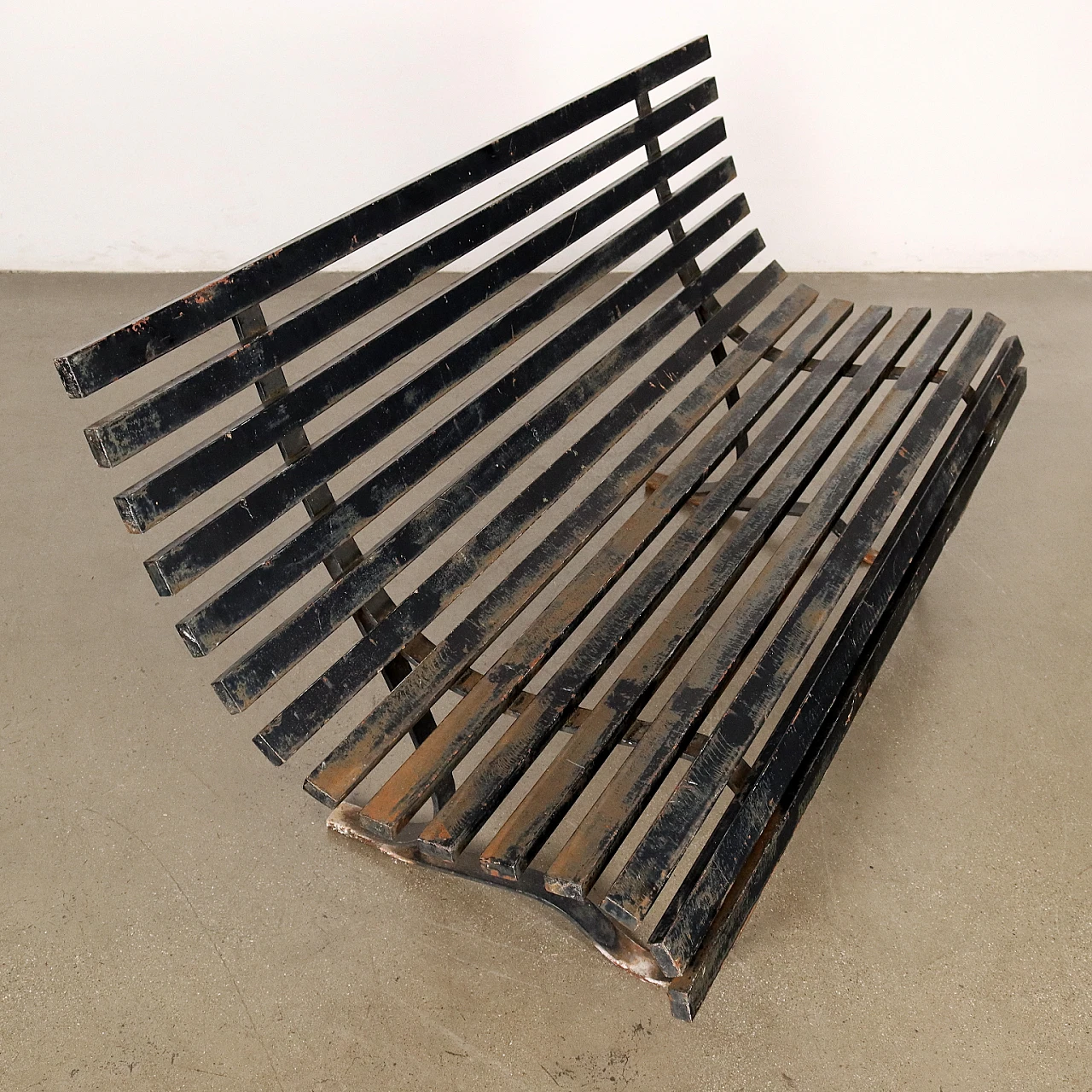 Bench in enamelled metal, 1960s 3