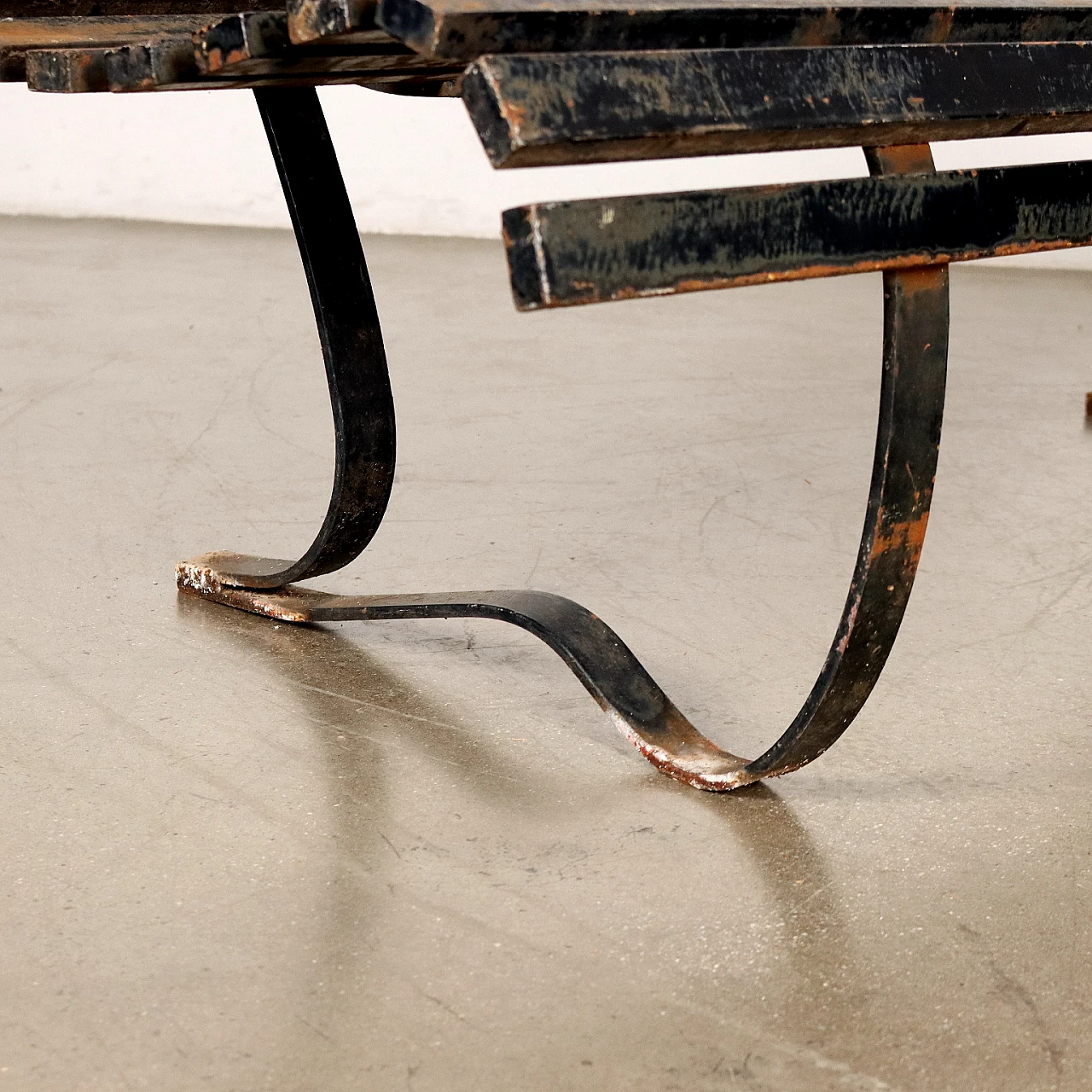 Bench in enamelled metal, 1960s 4