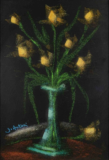 Giovanni Antoci, Yellow Flower Vase, Pastel 2000s