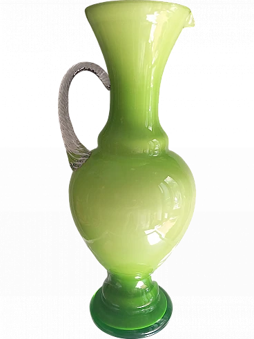 Green opaline glass jug, 1970s