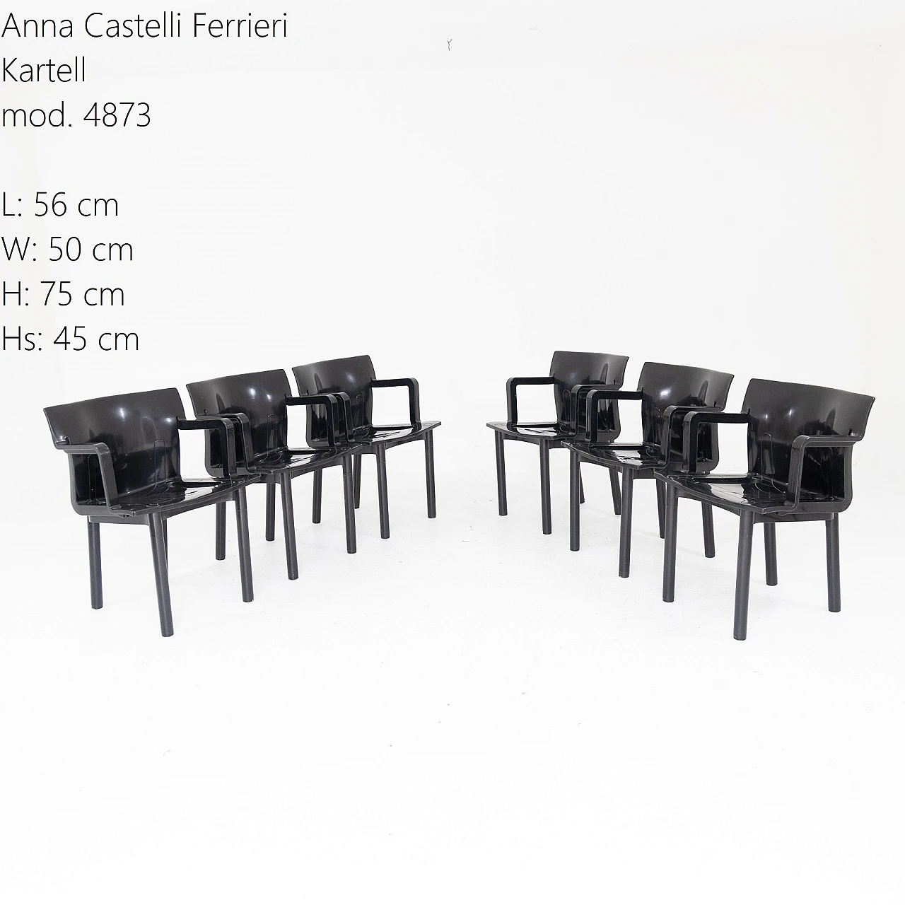 Set of 6 armchairs mod 4873, Anna Castelli Ferrieri for Kartell 2