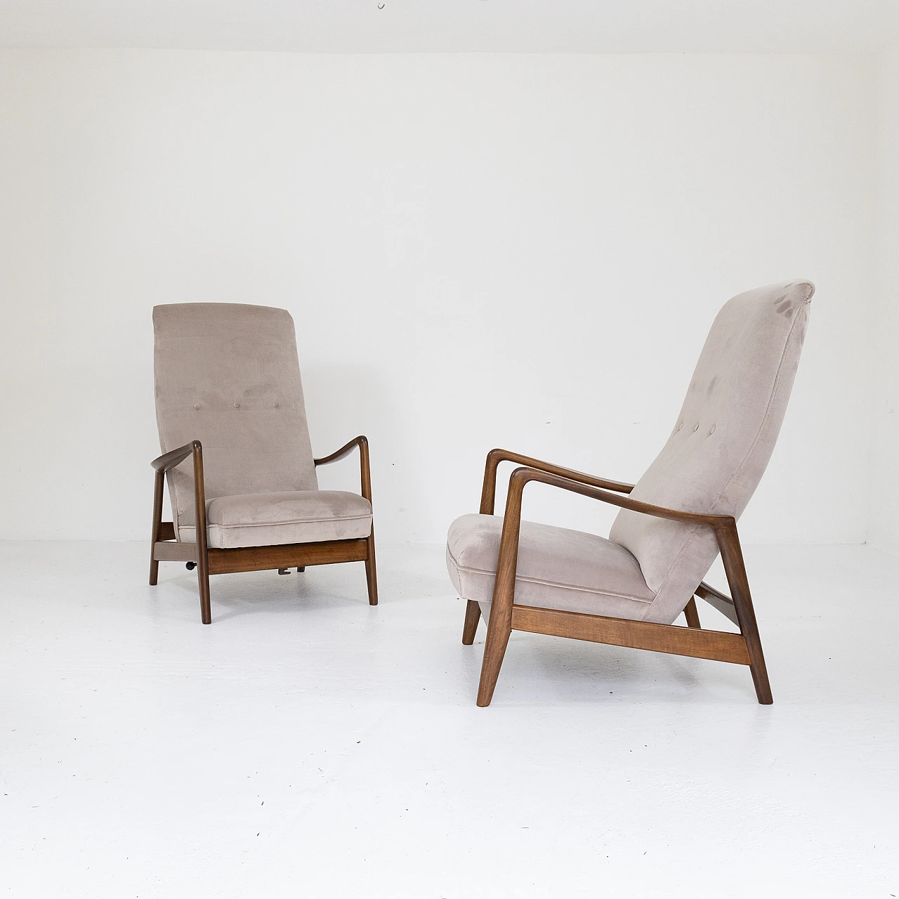 Pair of walnut armchairs by Figli di Amedeo Cassina, 1950s 2