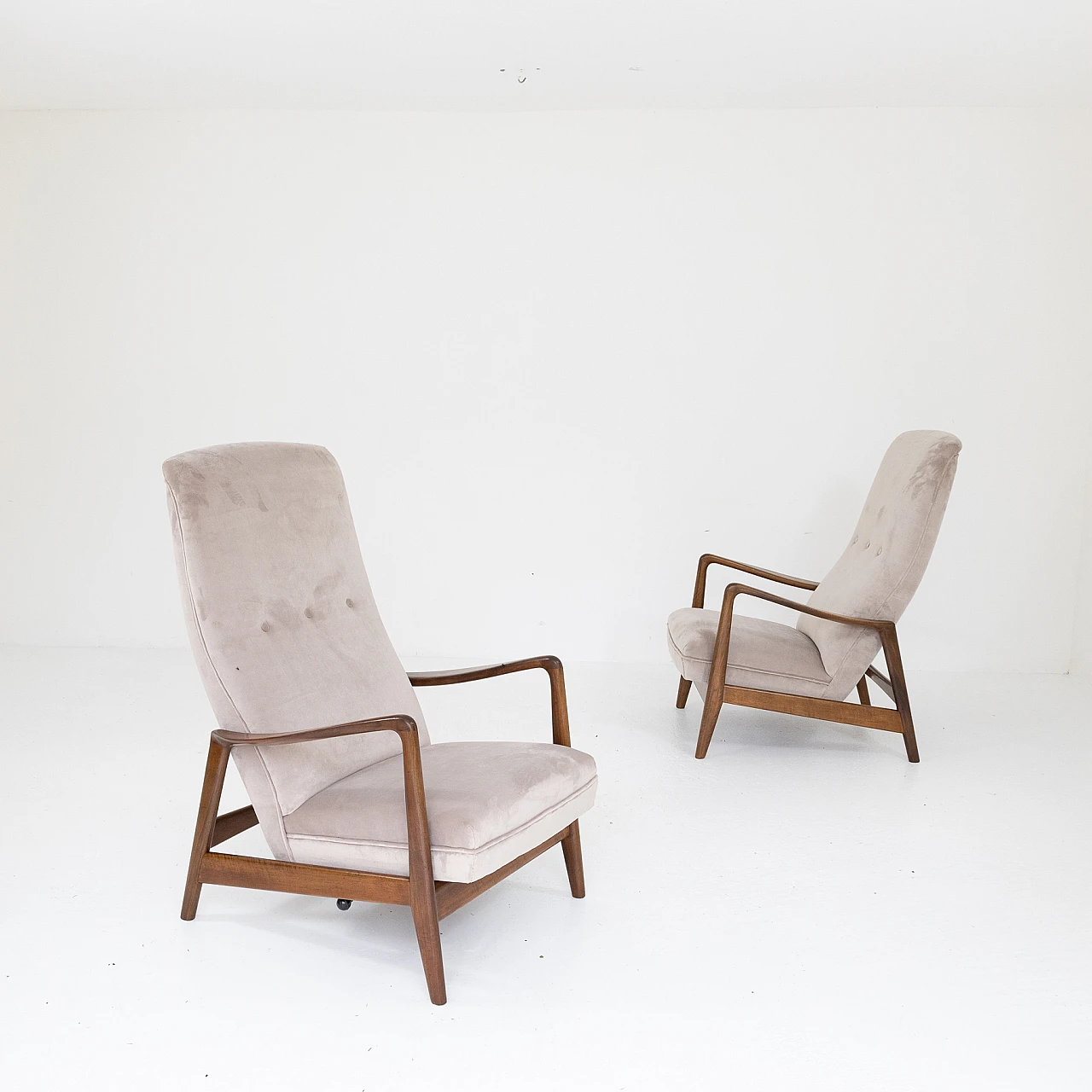 Pair of walnut armchairs by Figli di Amedeo Cassina, 1950s 11