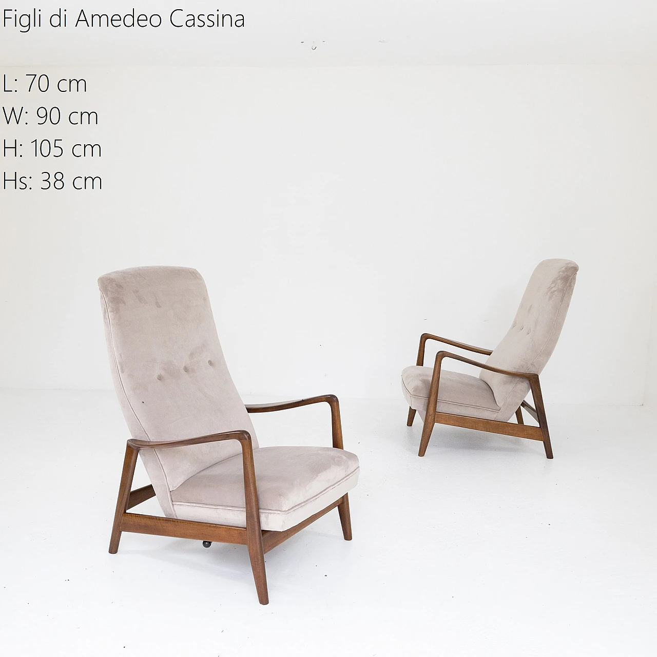 Pair of walnut armchairs by Figli di Amedeo Cassina, 1950s 12