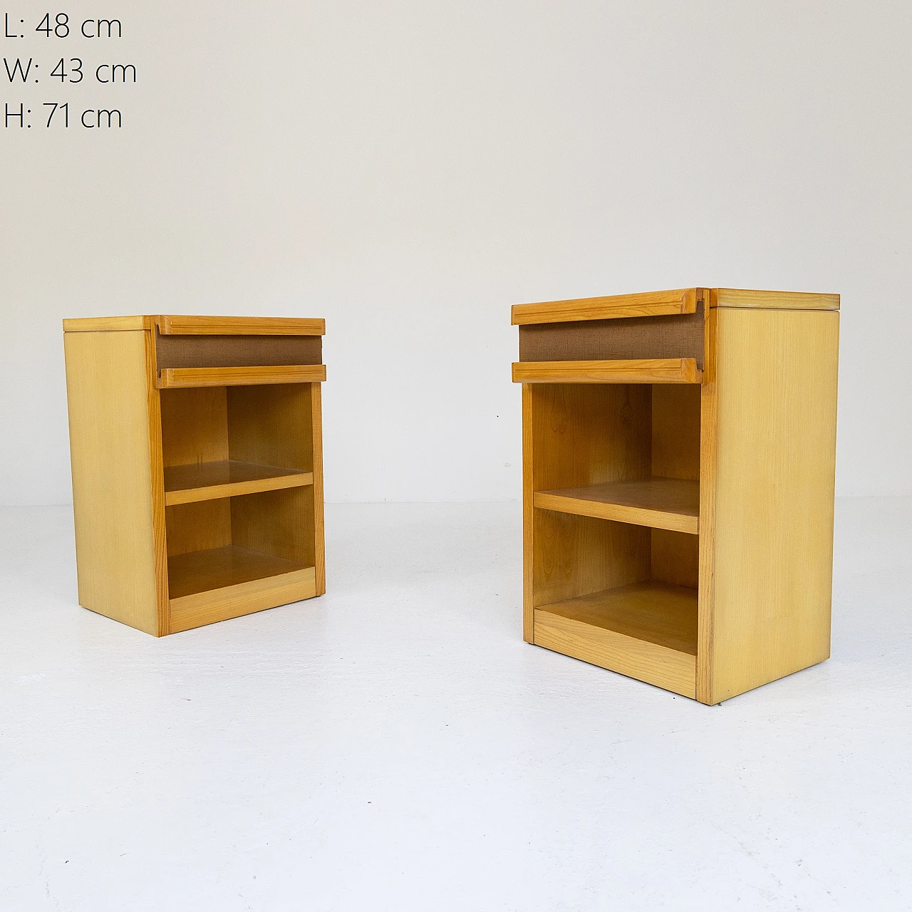 Pair of ash bedside tables, 1970s 4