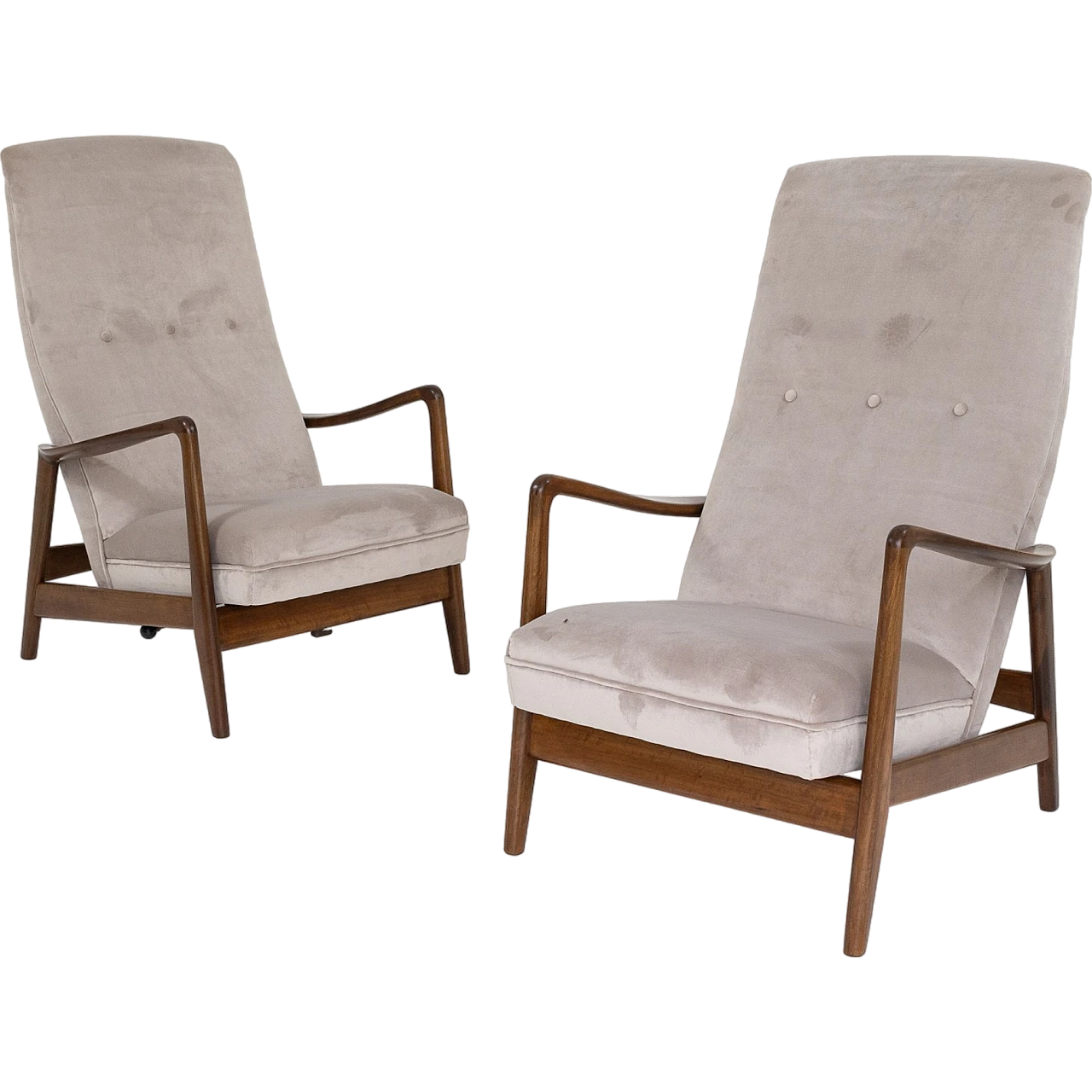 Pair of walnut armchairs by Figli di Amedeo Cassina, 1950s 13