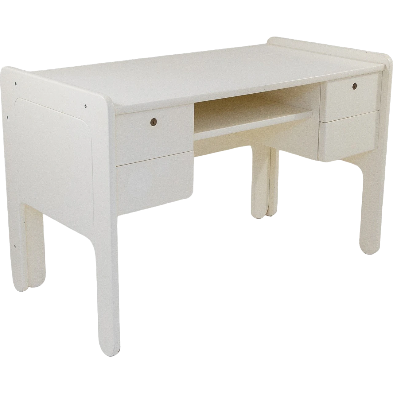 Scrivania in legno laccato bianco, anni '70 10