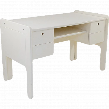 Scrivania in legno laccato bianco, anni '70