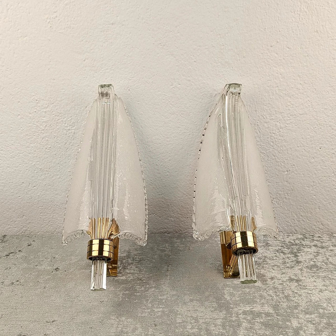 Pair of wall light in pulegoso glass by Barovier & Toso, 1940s 1