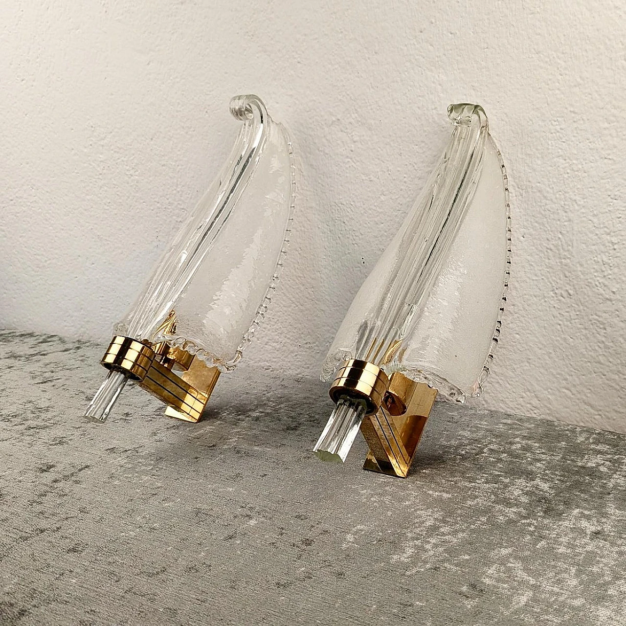 Pair of wall light in pulegoso glass by Barovier & Toso, 1940s 2