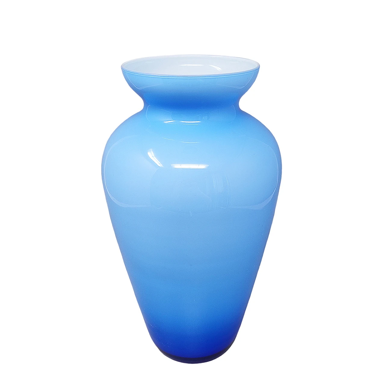 1960s Astonishing Blue Jackated Vase in Murano Glass. Made in Italy 1