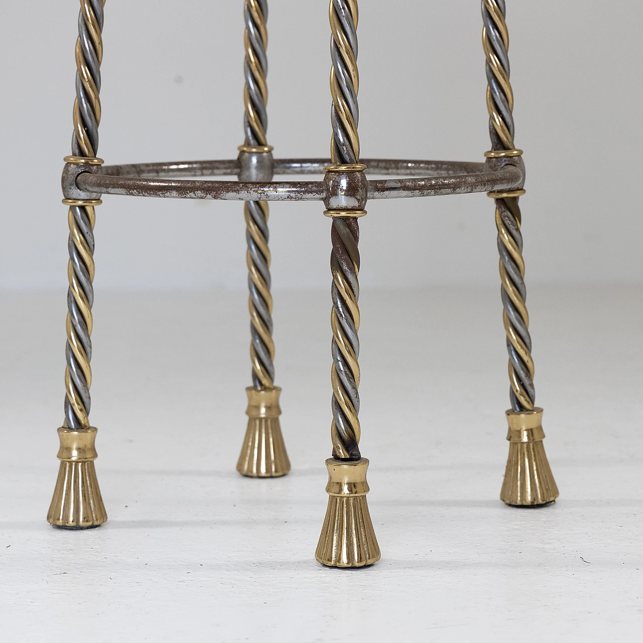 Chromium-plated and gilded metal stool, 1970s 6