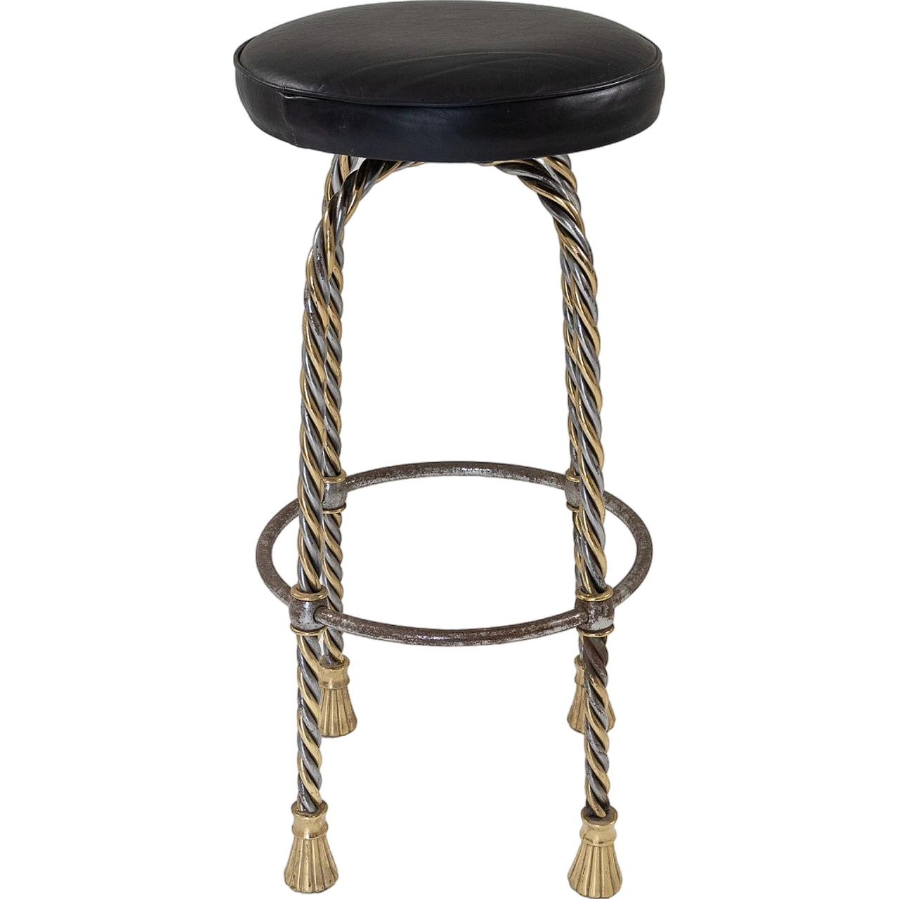 Chromium-plated and gilded metal stool, 1970s 8