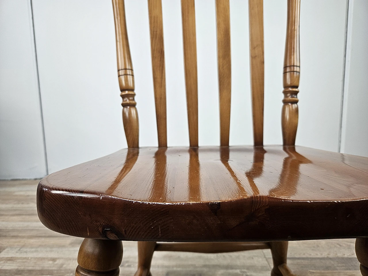 Rustic wooden chair from the 80s 10