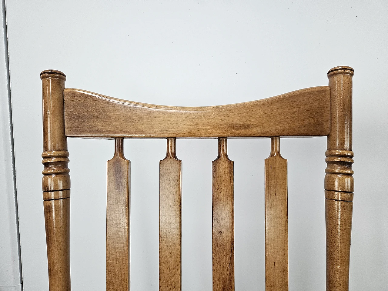 Pair of rustic wooden chairs, 80s 6