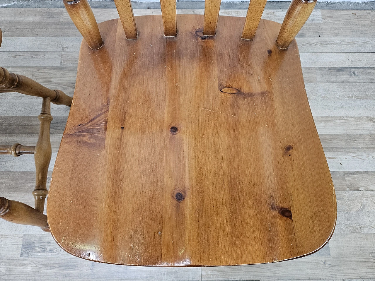 Pair of rustic wooden chairs, 80s 10