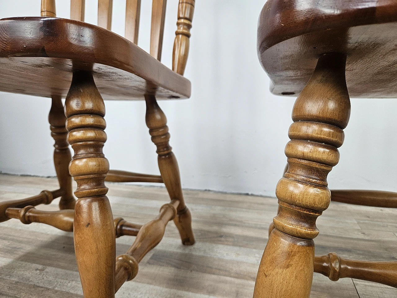 Pair of rustic wooden chairs, 80s 14