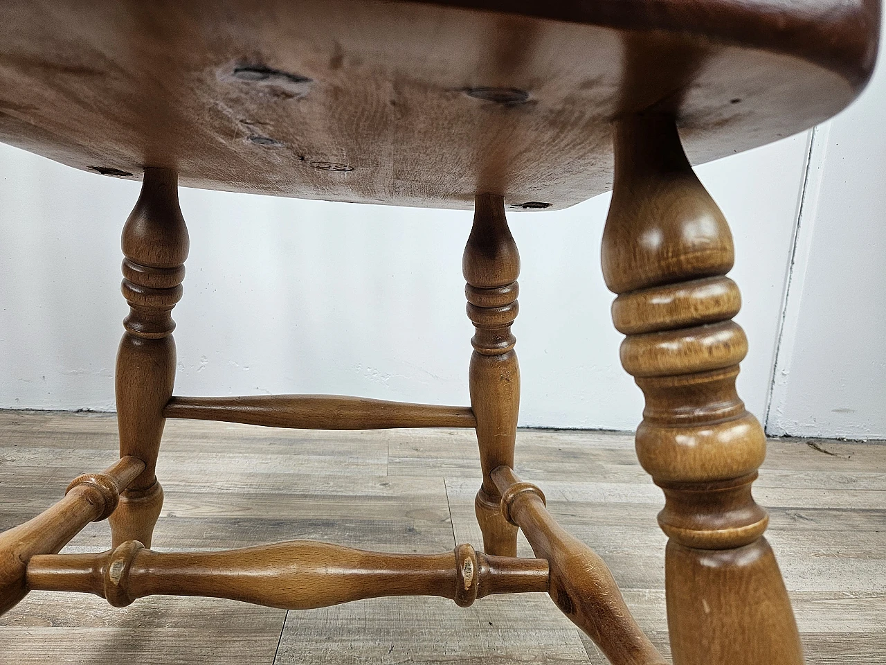 Pair of rustic wooden chairs, 80s 15