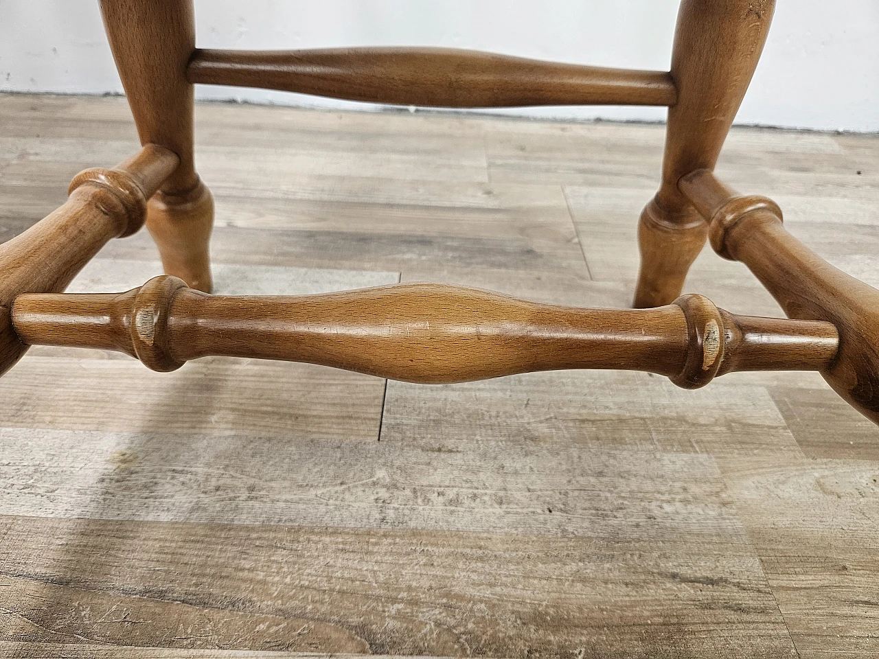 Pair of rustic wooden chairs, 80s 16