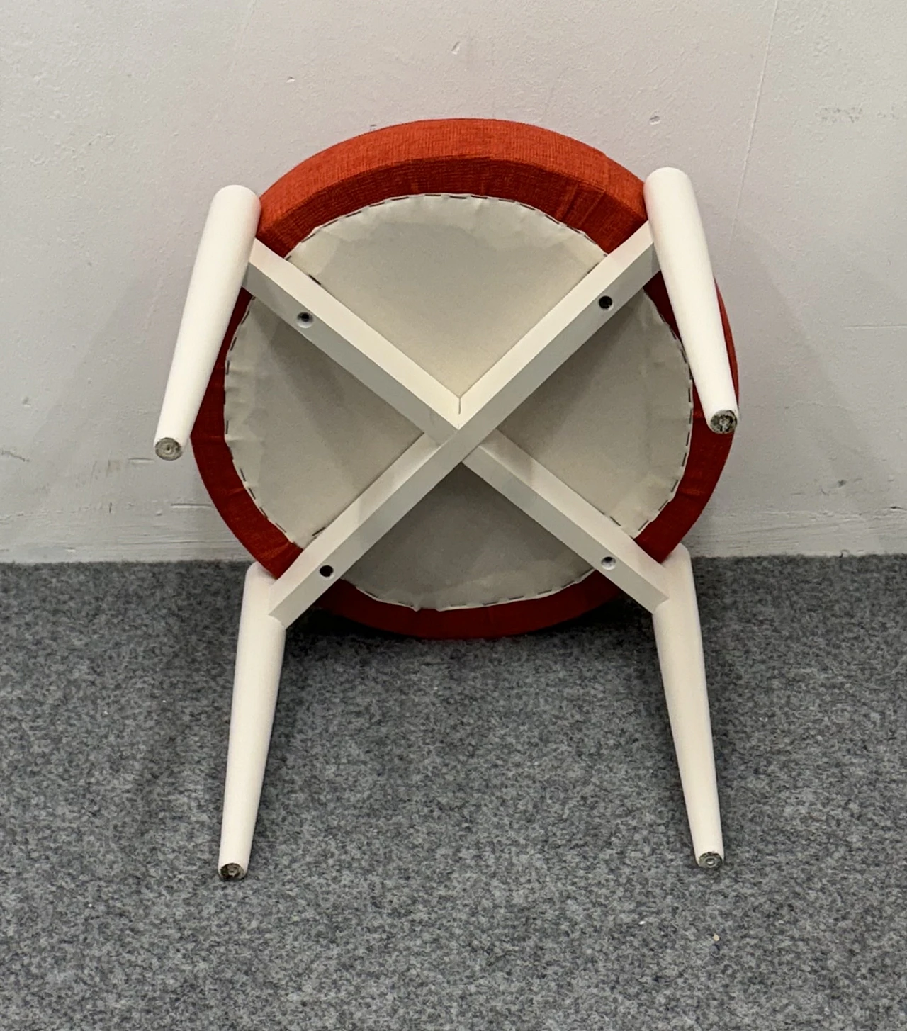 Red Chair and stool scandinavian style, 1970s 7