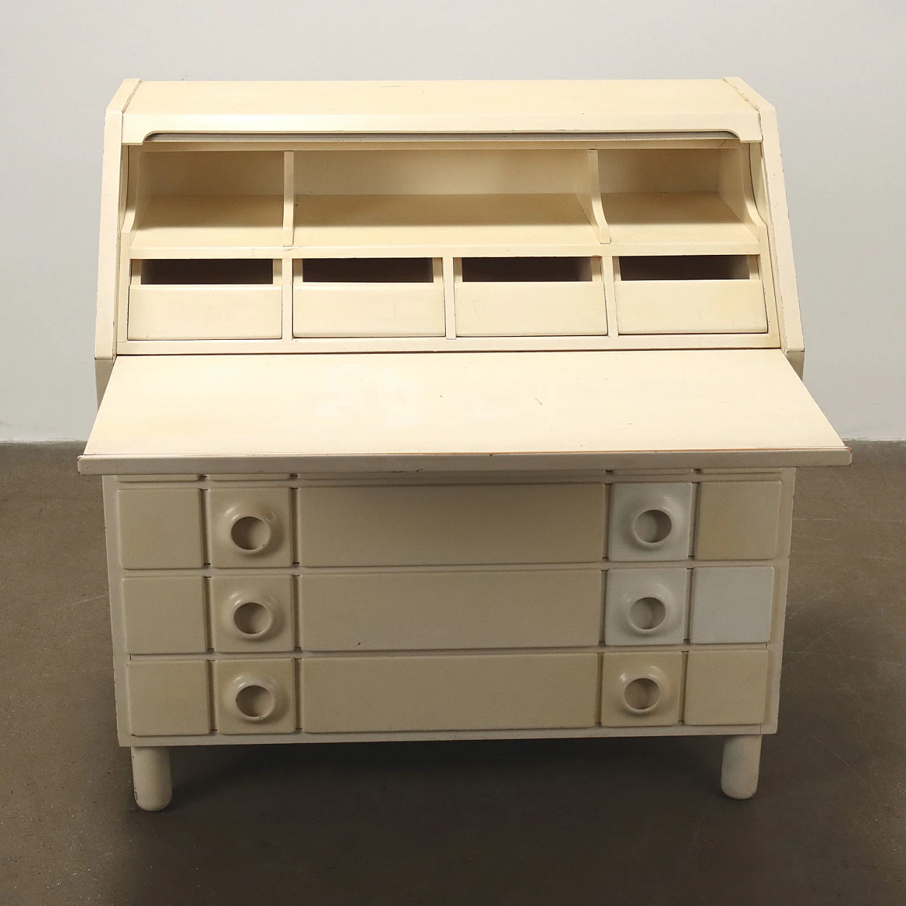 Lacquered wooden desk with shutter, 1970s 3