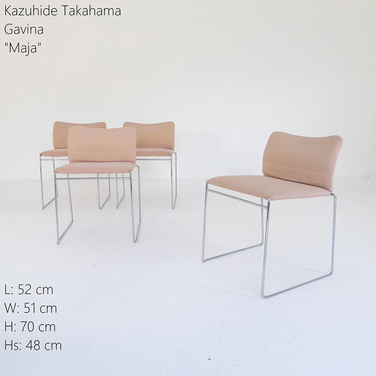 4 Maja chairs by Kazuhide Takahama for Gavina, 1970s 3