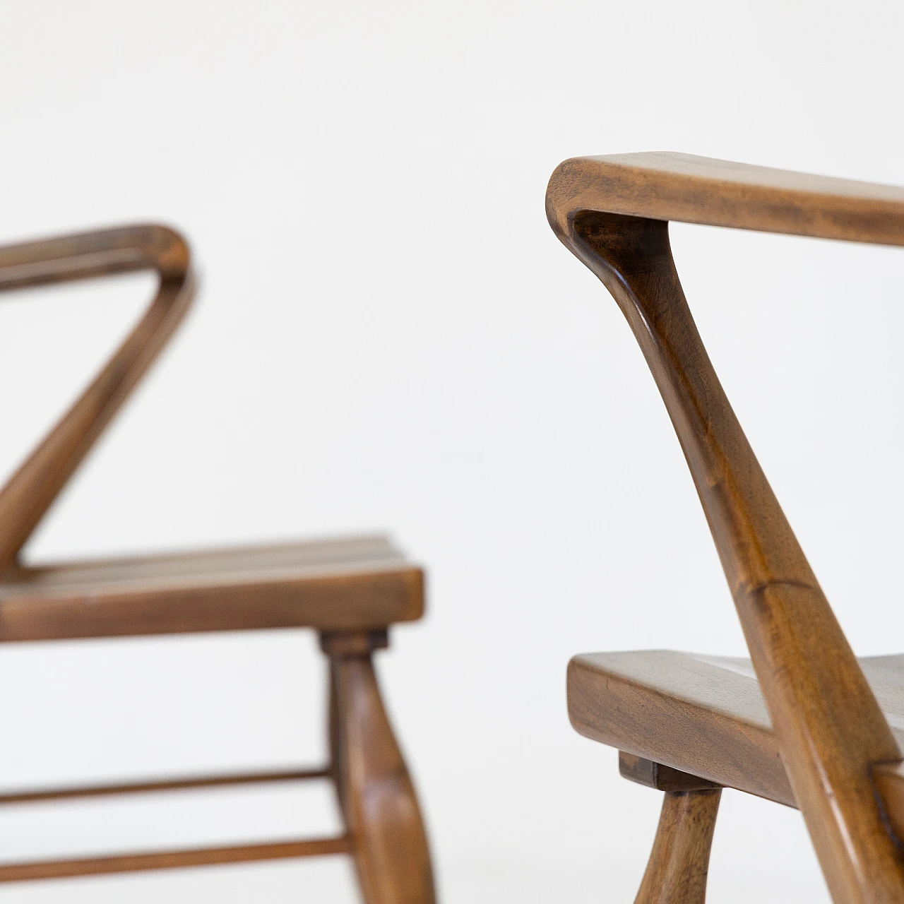 Pair of shaped walnut armchairs by Maurizio Tempestini, 1950s 3