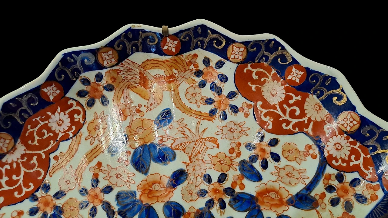 Set di 4 piatti a ventaglio in ceramica giapponese Imari, ‘800 5