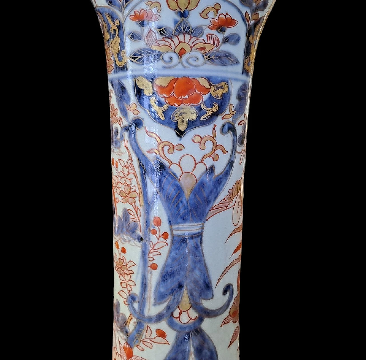 Pair of Imari cinese vases with trumpet shape, Kangxi, 18th century 4