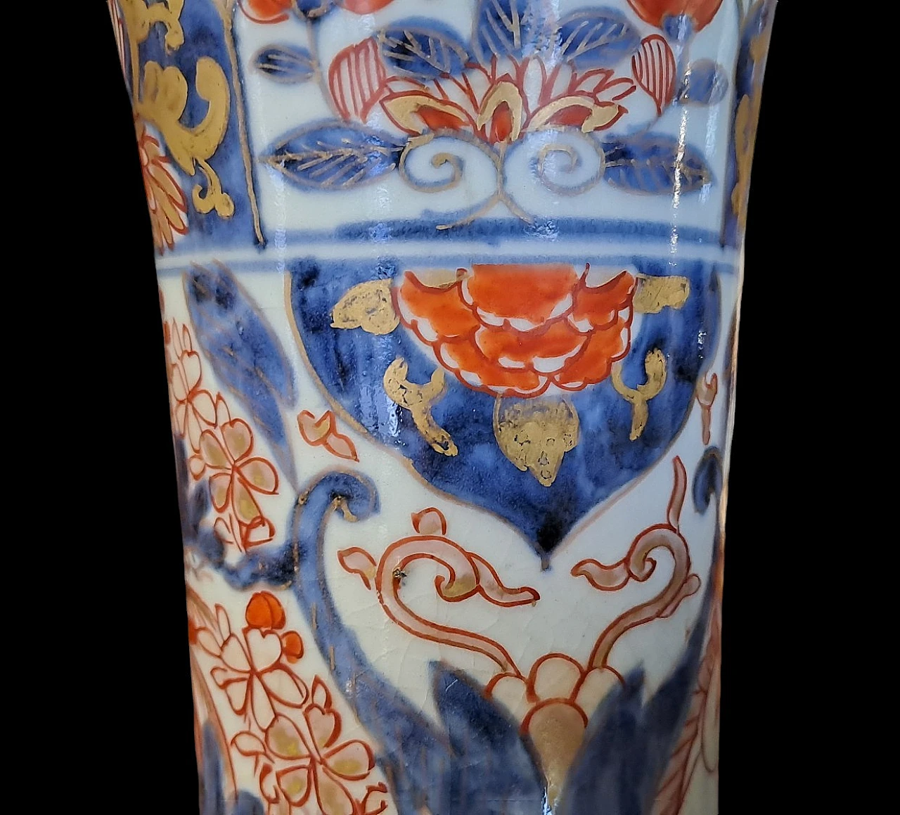 Pair of Imari cinese vases with trumpet shape, Kangxi, 18th century 8