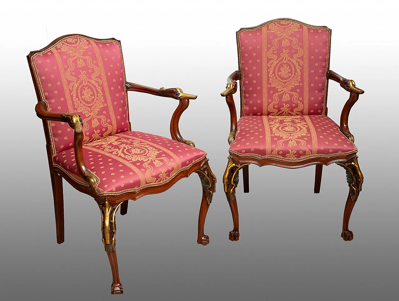 Pair of antique Napoleon III armchairs in mahogany. France 19th century 1