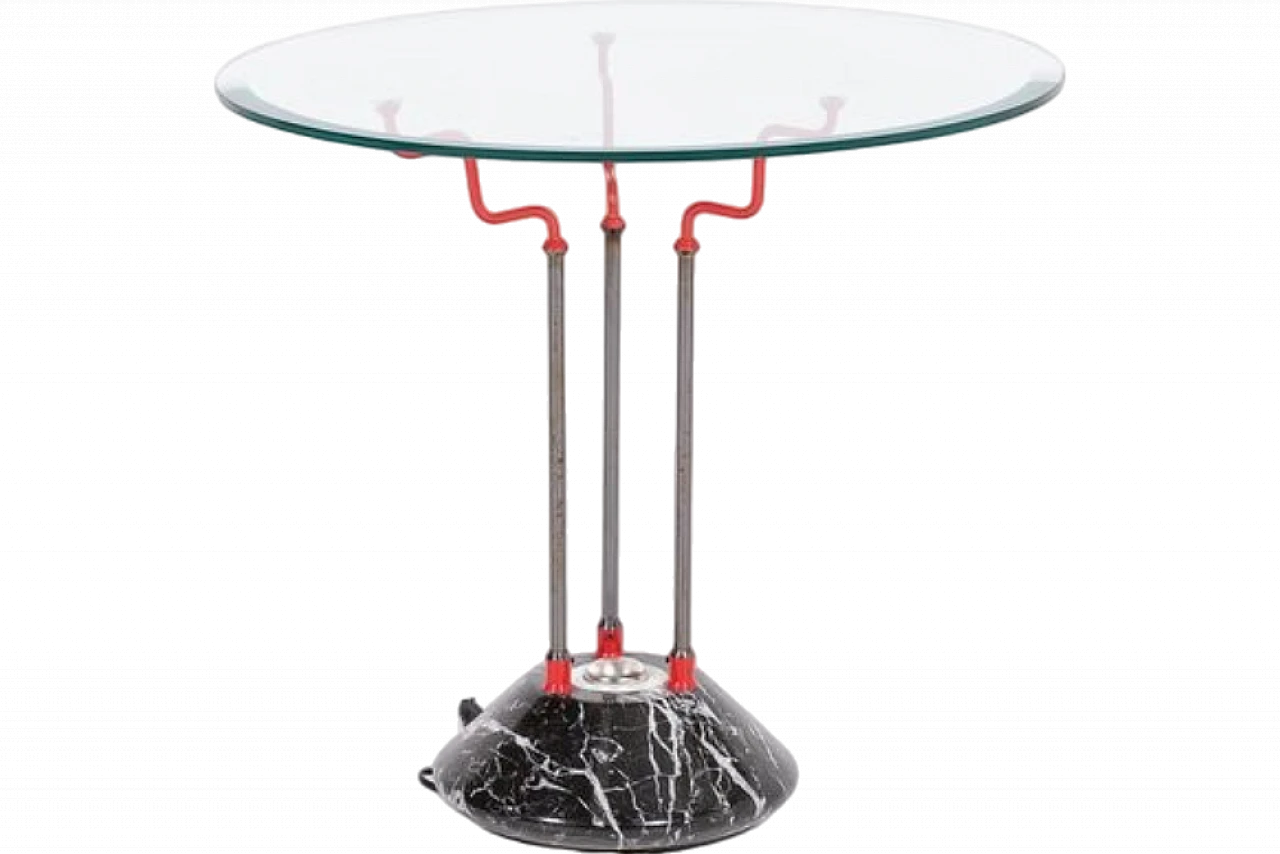 Postmodern side table with glass top and light by Pio Porcinai, 1980s 10