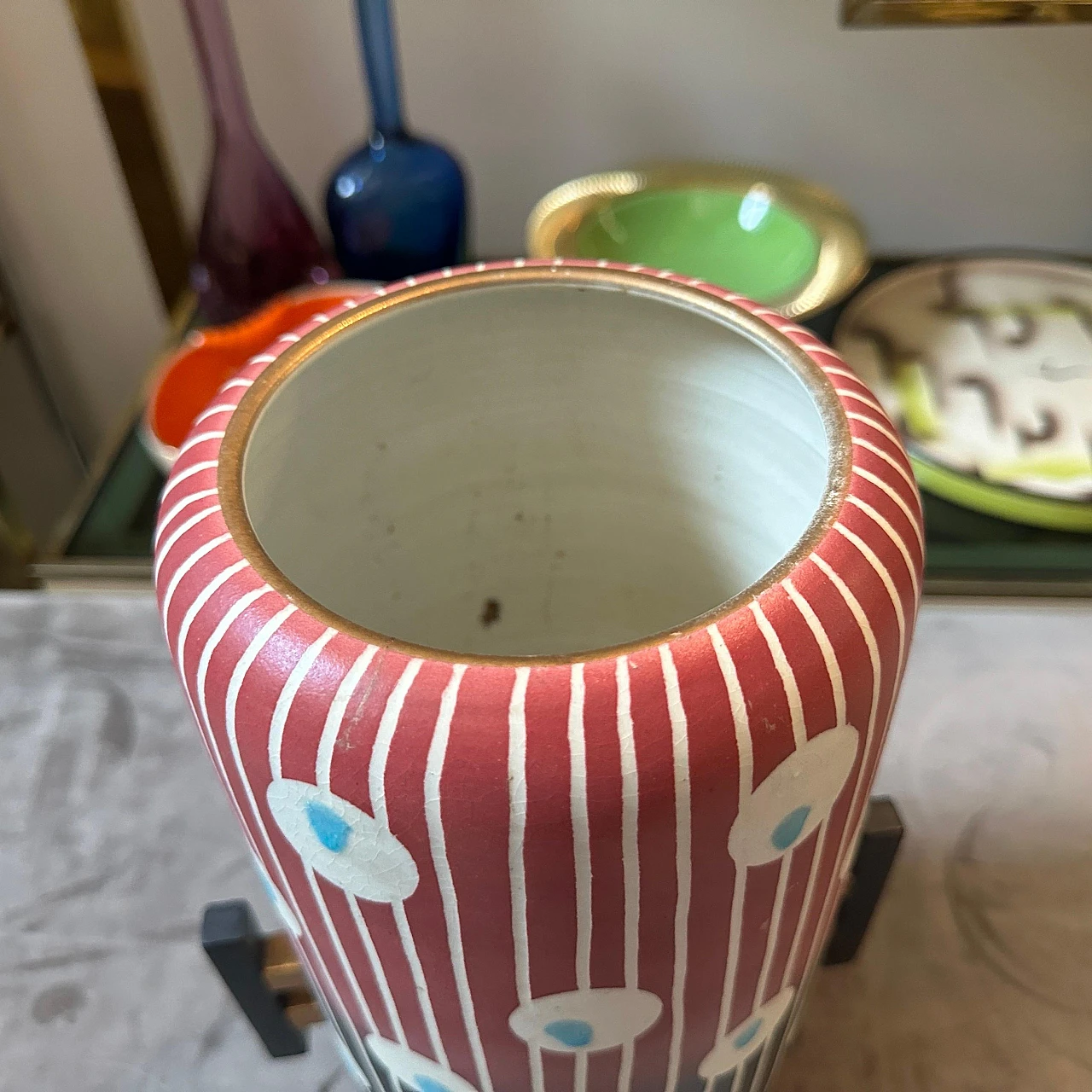 Hand-painted ceramic vase from Bellaria, 1960s 3