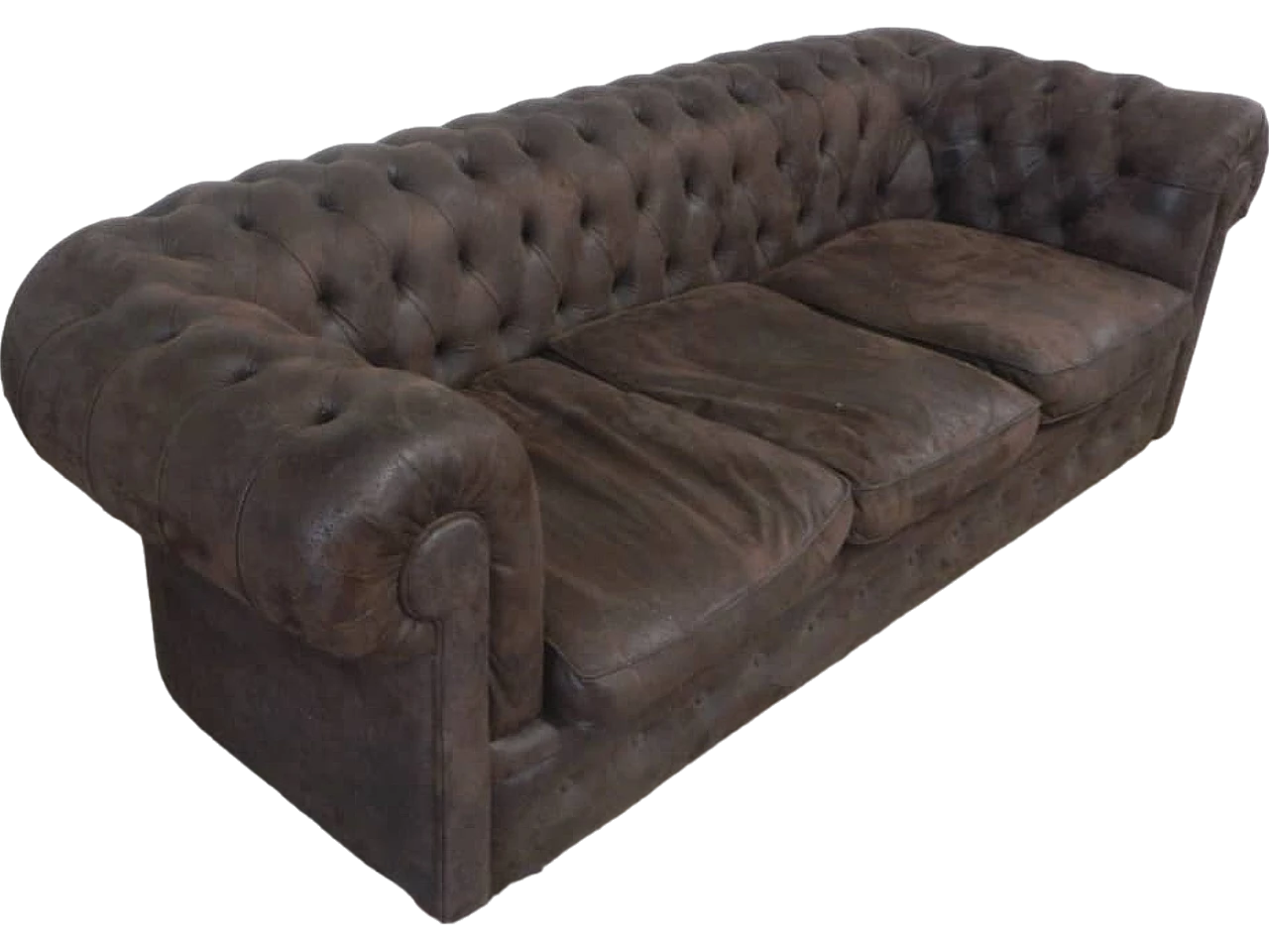 Divano stile Chesterfield marrone, Anni '90 11