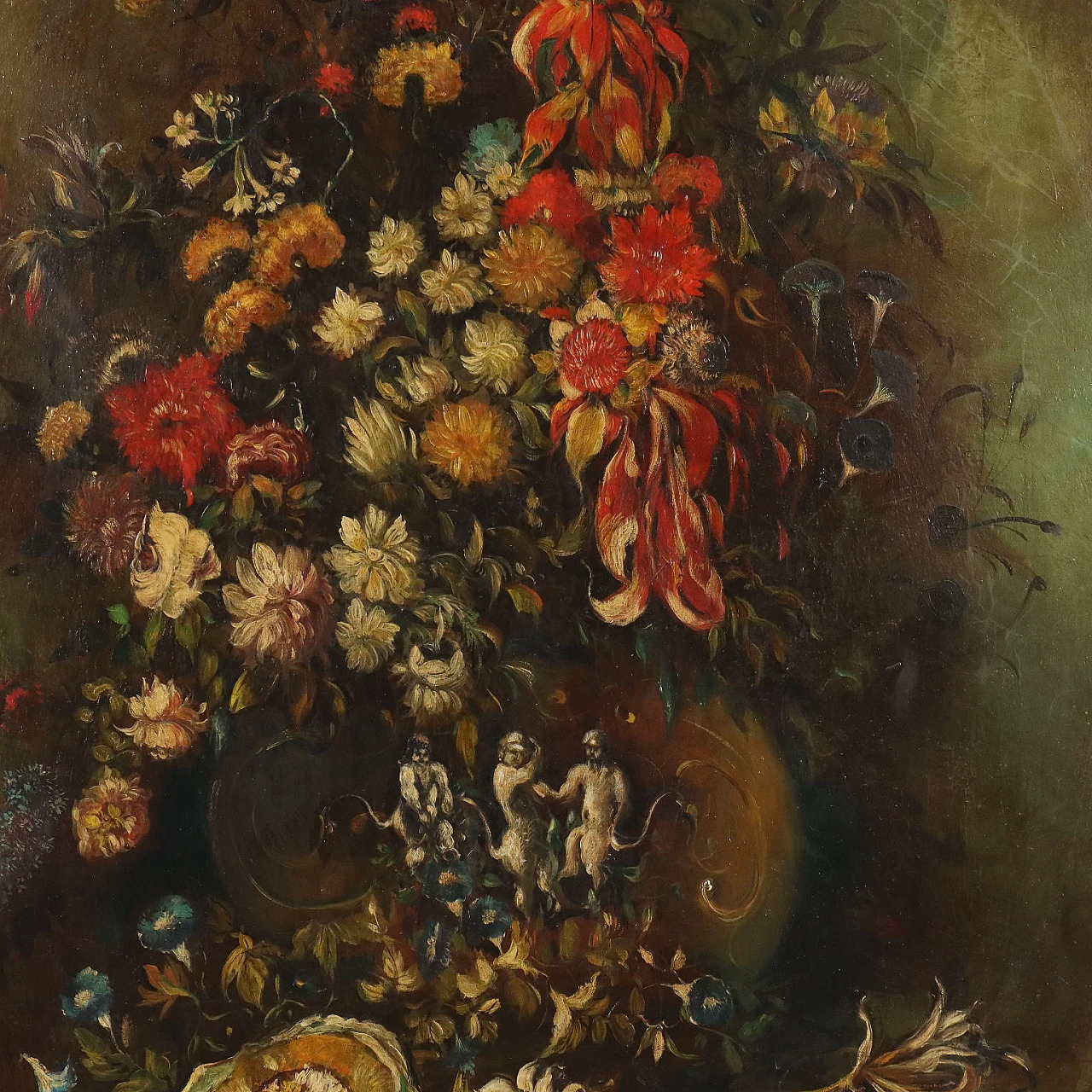 Still Life with Flowers and Gourd, oil on canvas 3