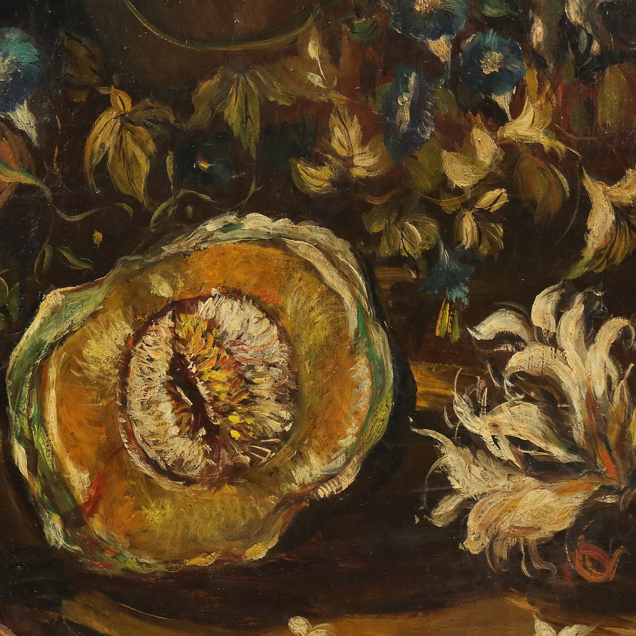 Still Life with Flowers and Gourd, oil on canvas 6