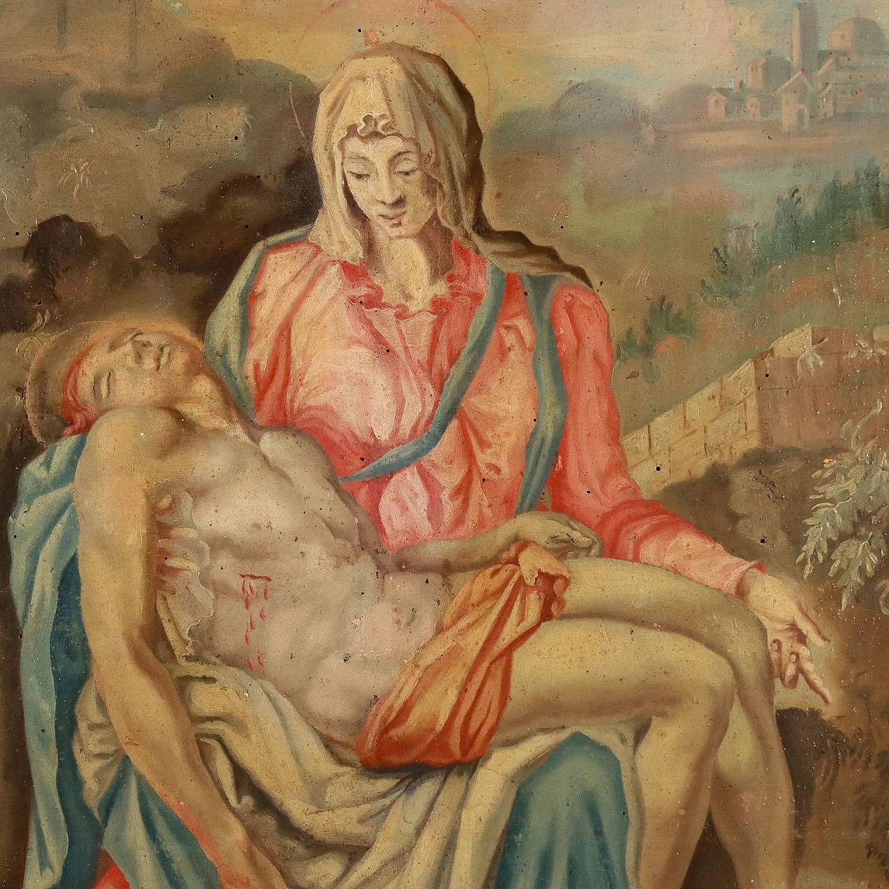 Pieta, oil on panel, 19th century 3