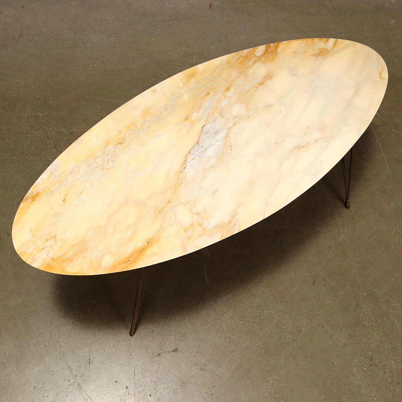 Brass coffee table with marble top, 1950s 3