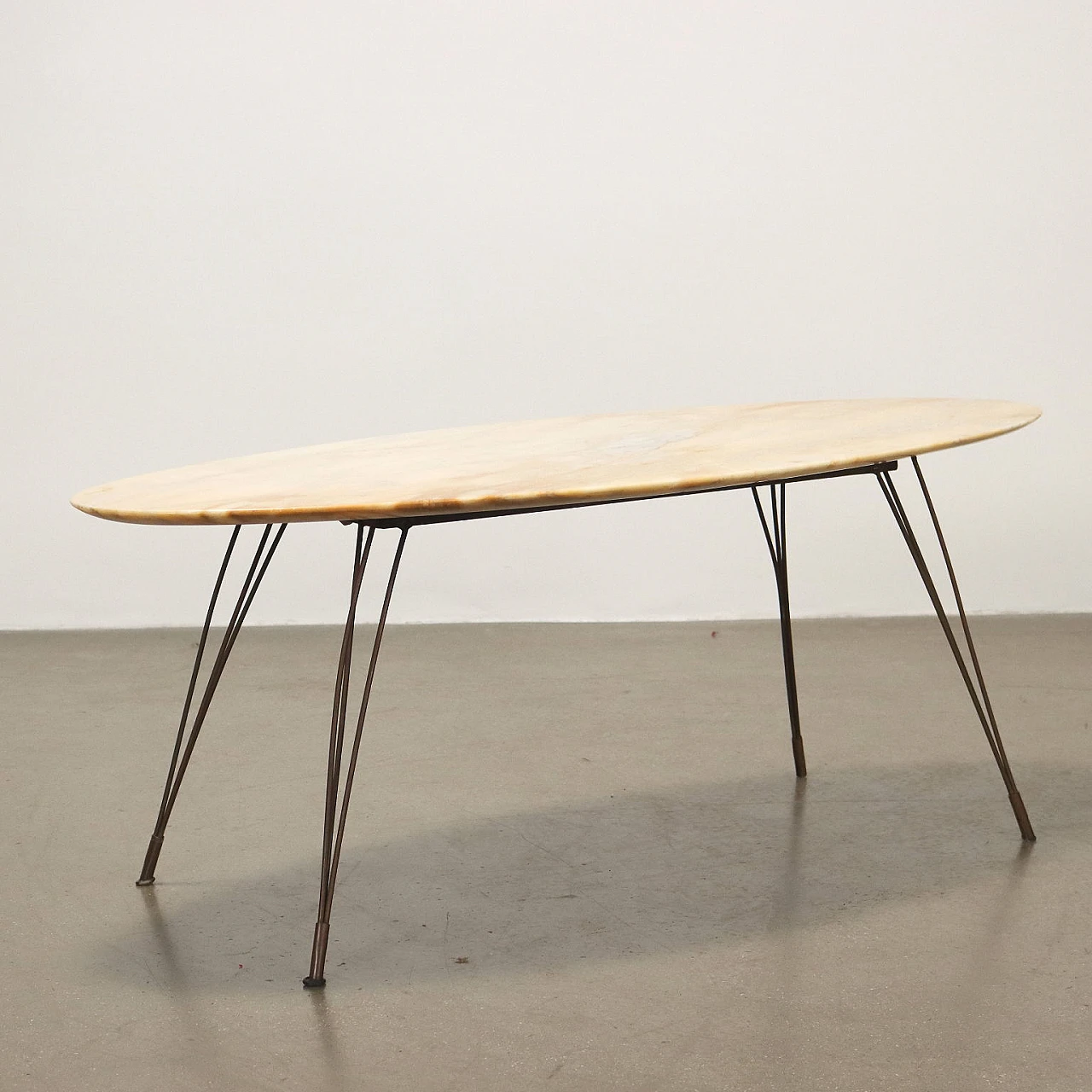 Brass coffee table with marble top, 1950s 6