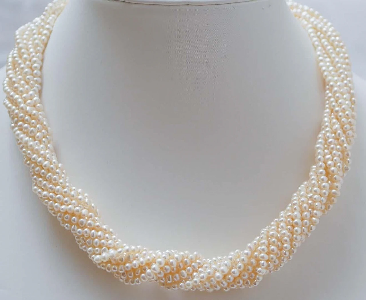 Collana in oro giallo e bianco 18 kt con perle, anni '50 2