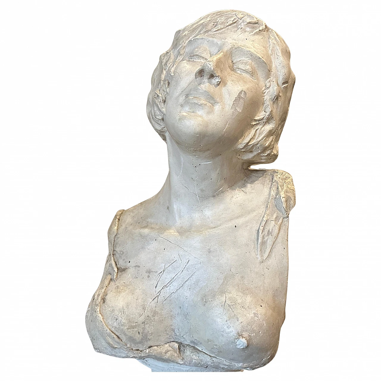 Scultura di donna in gesso in stile liberty, primo '900 1